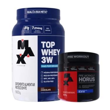 Imagem de Kit Top Whey 3w Mais Performance Chocolate 900g + Horus 300g Blue Ice Max Titanium