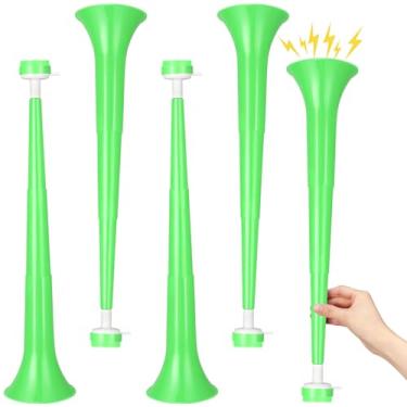 Imagem de GCQJOQ 4 Pcs Stadium Horn 21 Inch Vuvuzela Plastic Collapsible Cheering Trumpets for Sporting Events Football Carnival St Patricks Day Party Supplies, Green