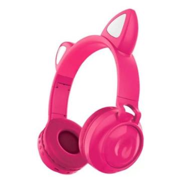 Imagem de Fone De Ouvido Sem Fio Orelhas De Gato 8 Cores De Led Pink - Exbom