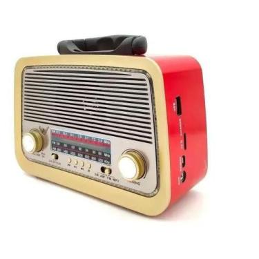 Imagem de Rádio Retro Vintage Am Fm Sw Usb Bluetooth Bateria Recarregavel Aux Sd