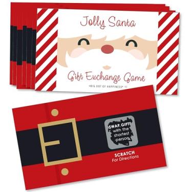 Imagem de Big Dot of Happiness Jolly Santa Claus, Skin Tone 1, Christmas Party Games for Families & Coworkers, White Elephant Gift Exchange Game, Present Swap Scratch Off Cards 22 Count