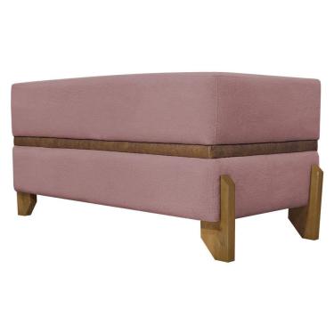 Imagem de Puff Recamier Kodama Para Cama De Solteiro 100cm Pé Castanho Rosê Bouclé