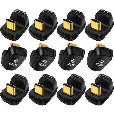 Imagem de ShineeKee Adaptador USB C de 180 graus em forma de U 40 Gbps transferência de dados USB 4.0/Thunderbolt 4 tipo C macho para fêmea extensor para celular, interruptor, deck a vapor, tablet, laptop