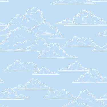 Imagem de Papel De Parede Vinílico Nuvens Branca E Azul Desenho Quarto 10m - Sig