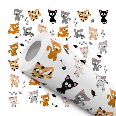 Imagem de Papel De Parede Adesivo Lavável Bebê Infantil Gato Gatinho 12m - Signm