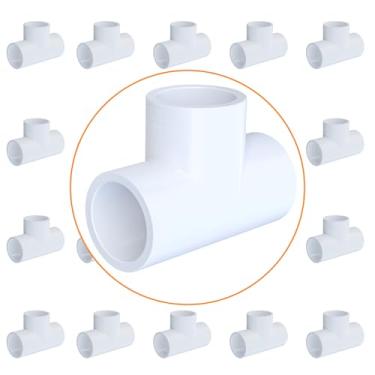 Imagem de mychoiii Pacote com 20 conectores brancos para tubos de PVC de 1/5.1 cm, montagem de móveis de 3 vias, grau SCH40, encaixe de tubulação de cotovelo de PVC para conexão de barraca de estufa de