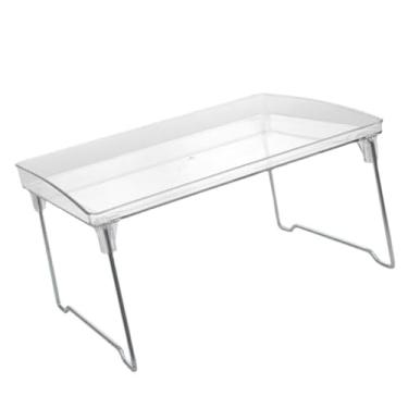 Imagem de Prateleira Organizadora de Armário Dobrável Transparente, Rack de Armazenamento Multifuncional, Design que Economiza Espaço para Despensa, Cozinha, Fácil de cuidar. Material: Metal