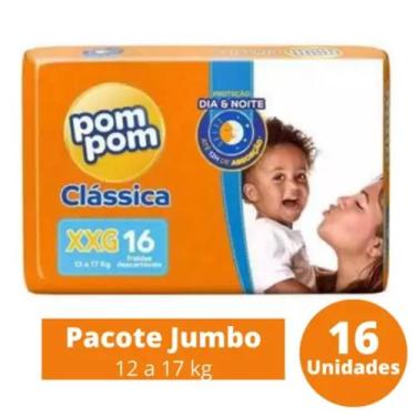 Imagem de Fralda Pom Pom Clássica Jumbo 1 Pacote Tamanho XXG - 16 Unidades
