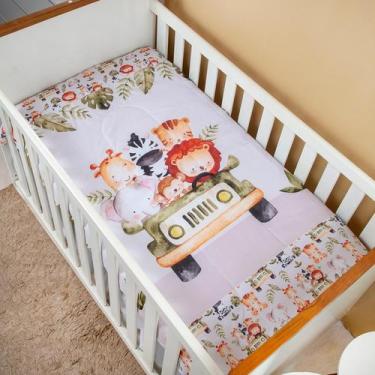 Imagem de Edredom Berço Americano para Bebê Menino Sublimado - Carinha de Anjo, 