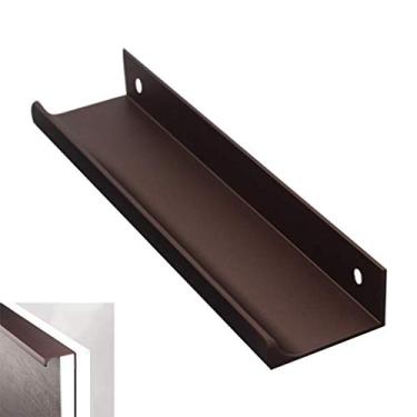 Imagem de Puxador invisível de liga de alumínio sólido sem perfuração, puxadores de armário de cozinha para móveis, puxadores de gaveta de armário de bar, maçaneta de porta de guarda-roupa, marrom, com