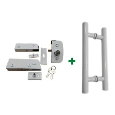 Imagem de Kit ferragens para porta de vidro blindex pivotante + puxador tubular 