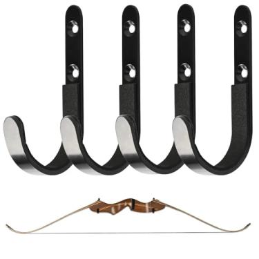 Imagem de SOPOGER Suporte de parede com arco – Suporte universal para arco composto para arco e flecha, suporte de arco para armazenamento e exibição de arco composto recurvo (2 pares)