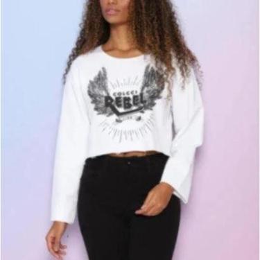 Imagem de Cropped Em Moletom - Branco & Preto - Colcci 0400100969-Feminino