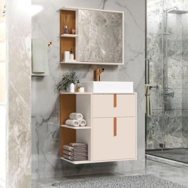 Imagem de Kit Armário Organizador Gabinete Para Banheiro Com Espelheira E Cuba 2