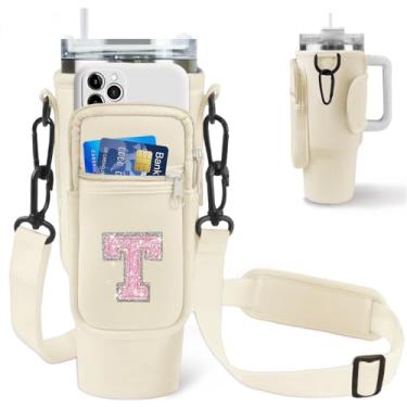 Imagem de Aganmi Bolsa de transporte inicial para garrafa de água com bolso para telefone Stanley Acessórios de copo de 1,134 g, suporte de garrafa de água com alça de ombro, presentes de aniversário de Natal