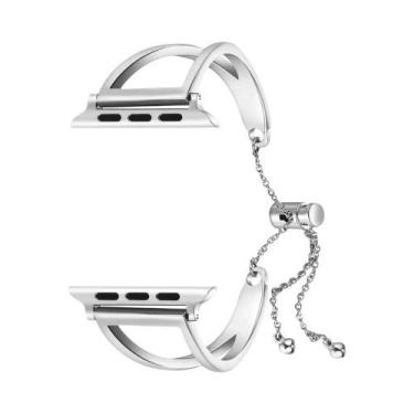 Imagem de Pulseira De Luxo Em Aço Inoxidável Para Apple Watch 40mm 41mm 45mm 44m
