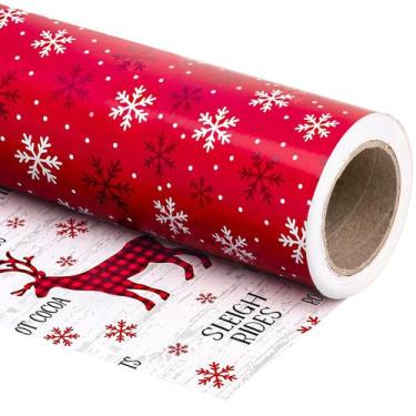 Imagem de Papel de embrulho de Natal WRAPAHOLIC reversível 43cm x 10m