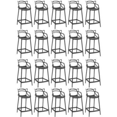 Imagem de Kit 20 Banquetas Média Allegra 66cm Design Cozinha/Bancada - Preto - M