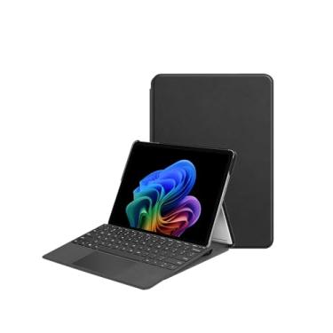 Imagem de Capa para tablet Surface Pro de 12 polegadas, capa de suporte de couro PU WUNIAK ultra leve e fina com design de teclado conectável e design de slot para caneta, preta