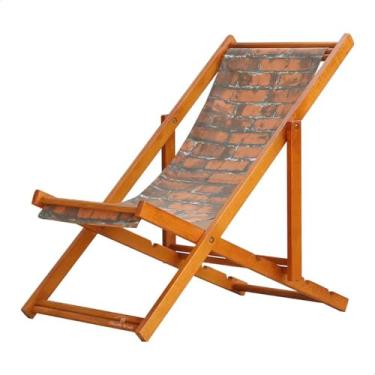 Imagem de Espreguiçadeira Portátil de Madeira Maciça – Para Piscina, Sem Braço, Envernizada (Tijolos)