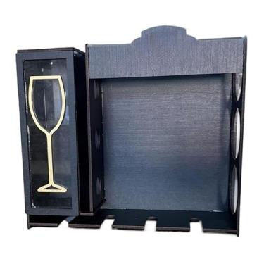Imagem de Adega de Parede Vinhos Bar Barzinho com Suporte para Rolhas em Vidros e Porta Taças(preto)
