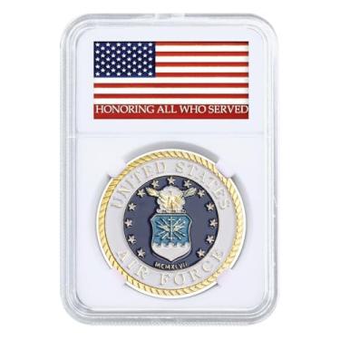 Imagem de Military Coin Department of The Air Force Prayer Honor Badge Gifts for USAF Valor Creed Challenge Coin with Square Capsule
