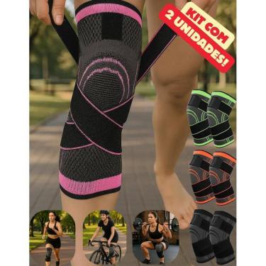 Imagem de Kit Joelheira Protetora Esportiva Faixa Compressão Ajustá Ro
