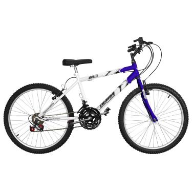 Imagem de Bicicleta de Passeio Ultra Bikes Esporte Bicolor Aro 24 Reforçada Freio V-Brake – 18 Marchas Branco/Azul