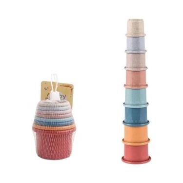 Imagem de Brinquedos Educativos Montessori Copos Empilháveis Para Bebês Praia Pi