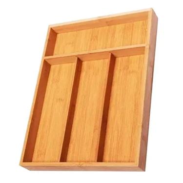 Imagem de Porta Talheres Gaveta Em Bambu 4 Divisórias