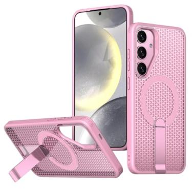 Imagem de Capa de celular respirável e com dissipação de calor para Samsung Galaxy S24 25 Ultra Plus com suporte oculto (para Galaxy S25 Ultra/rosa)