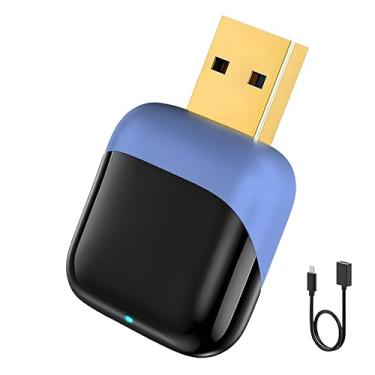 Imagem de Mini adaptador CarPlay sem fio para iPhone, atualização 2025, conexão automática rápida e estável, Plug & Play, com fio para adaptador Apple CarPlay, suporta USB tipo-C, para carros 2016+ (azul preto)