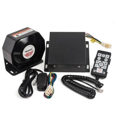 Imagem de YHAAVALE Amplificador 9200E Sirene policial e metal ultra slime octógono alto-falante plano compacto, DC12V 100W multitons controle com fio com microfone alto-falante, sistema PA eletrônico de emergência para carros de polícia