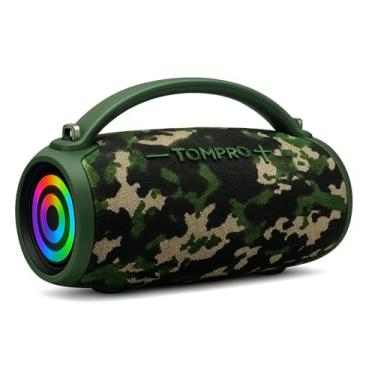 Imagem de Caixa de Som Bluetooth Boombox Camuflada, 40W, RGB, IPX5, Som 360°, Bateria 4500mAh, com Rádio FM, USB
