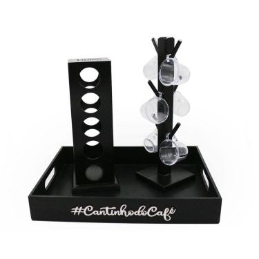 Imagem de Kit 6 Xicaras Acrílico Porta Capsulas Dolce Gusto Bandeja