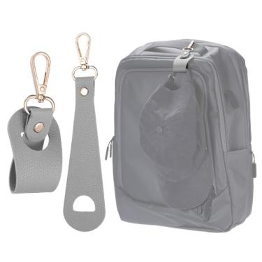 Imagem de PATIKIL 2 peças de clipe de chapéu para viagem na bolsa, suporte de clipe mãos livres, pulseira de couro PU para bolsa, mochila e equipamento de caminhada, cinza