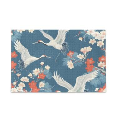 Imagem de WELLDAY Quebra-cabeça guindastes e flores, 500 peças, grande jogo de arte para adultos e adolescentes