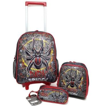 Imagem de Kit Mochila Rodinha Lancheira Estojo Dark Spider Ds3526 - Ello