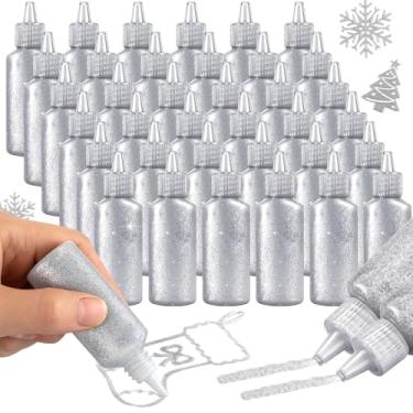 Imagem de Ireer 36 peças de cola com purpurina, 22 ml, lavável com glittery, arte, artesanato, cola, desenho, escrita, esboço, cartão comemorativo, decoração, suprimento (prata)