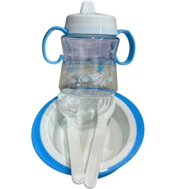 Imagem de Kit Refeição Papinha Infantil Criança Prato Bebê Colorido