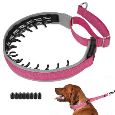 Imagem de Mayerzon Coleira para cães Martingale para puxar, coleira de caminhada patenteada sem puxão com fivela para cães de médio porte bulldog pitbull pastor alemão, reflexiva, ajustável, resistente (M, rosa