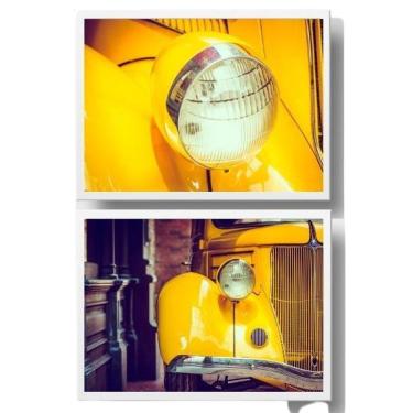 Imagem de Kit Quadros Carro E Farol Amarelo 24X18Cm 2 Peças