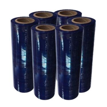 Imagem de Bobina Filme Stretch Azul Manual 50Cm 24Kg Kit 6 Bobina