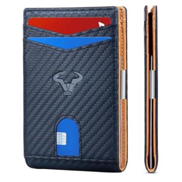 Imagem de Carteira fina masculina, carteira de couro com bolso frontal porta-cartões para presente masculino 7,6 cm x 12 cm, Azul5389, 0ne Size, Minimalista