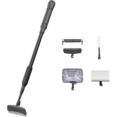 Imagem de MOJMBSBY Kit de limpeza de aquário 7 em 1 com alça telescópica, conjunto de ferramentas de manutenção de tanque de peixes, extensão de 51 a 81 cm, inclui raspador de algas, rede, ancinho de cascalho