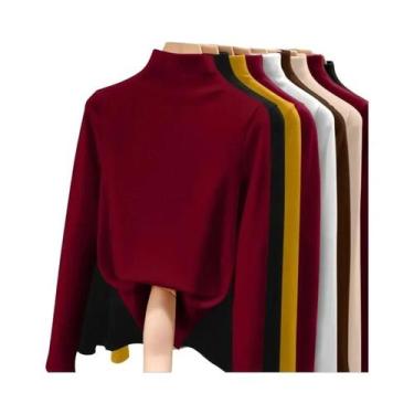 Imagem de Camiseta Térmica Feminina De Manga Longa, Ajuste Slim, Gola Alta, Roup