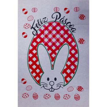 Imagem de Pano De Prato Lomaer Sacaria Pascoa 50cmx70cm Estampado Coelho 0B Branco