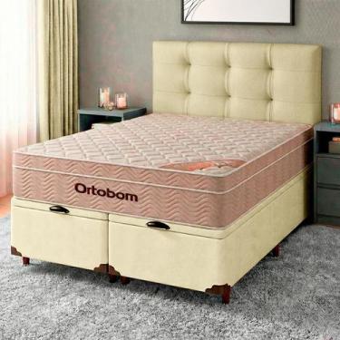 Imagem de Cama Box Bau + Colchão Queen Ortobom Molas Ensacadas Airtech + Cabecei