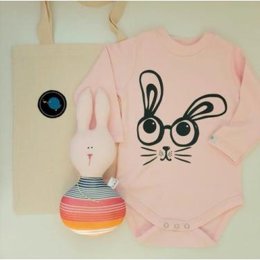 Imagem de Kit para bebê body coelho rosa e chocalho coelho - Dudsbb, M