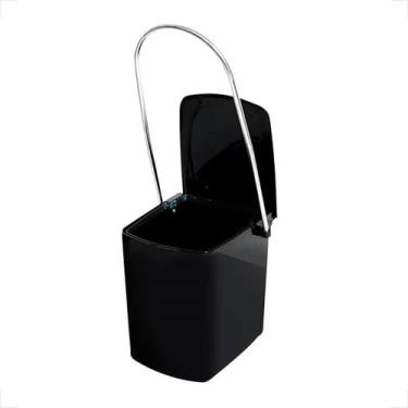 Imagem de Lixeira cris metal preta com alca longa cromada - CRISMETAL